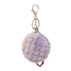 Fluffy Keychain Compact Mirror, Double-Sided Portable Makeup Mirror with Soft Faux Fur Cover, Mini Travel Purse Mirror for Women Girls, Cute Bag Charm for Daily Use & Gifts