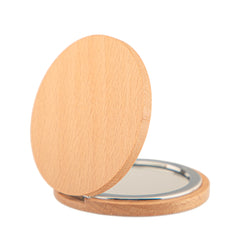 Beech Wood Compact Mirror, Portable Pocket Makeup Mirror, Acacia Wooden, Bamboo Wooden, Eco-Friendly Natural Wooden Folding Mirror for Women, Travel, Daily Use, Gift