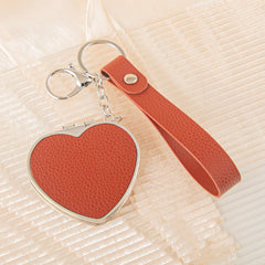 Heart-Shaped Compact Mirror Keychain - Cute Sweet Heart Double-Sided Folding Travel Mirror with Plastic Frame - Pocket Purse Charm Vanity Mirror with Wrist Lanyard for Women, Girls & Students 💖✨