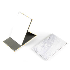 Stainless Steel Cosmetic Mirror Slim PU Leather Folding Compact Mirror, Marble Pattern Travel Makeup Mirror, Double-Sided HD Cosmetic Mirror for Women Girls, Portable Pocket Mirror for Purse Office Travel