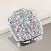 Luxury Rhinestone Compact Mirror, Double-Sided HD Makeup Mirror for Women Girls, Bling Portable Cosmetic Mirror for Purse Travel Party Wedding Touch-Ups