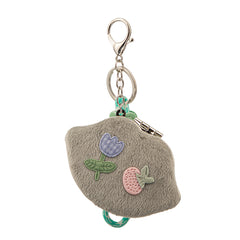 Lip-Shaped Plush Compact Mirror with Keychain - Cute 3D Fabric Flower & Fruit Decoration Folding Travel Mirror - Soft Fluffy Purse Charm Vanity Mirror for Women, Girls, Kids & Students 💋🌸