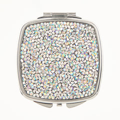 Luxury Rhinestone Compact Mirror, Double-Sided HD Makeup Mirror for Women Girls, Bling Portable Cosmetic Mirror for Purse Travel Party Wedding Touch-Ups