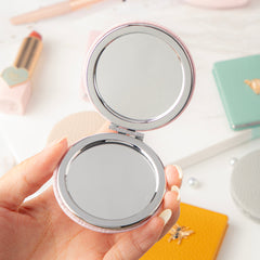 Bee Embellished Leather Compact Mirror, 60mm Round Double-Sided Makeup Mirror with 95% High Reflectivity, Portable Pocket Mirror for Purse/Travel, Gift for Women & Girls