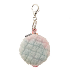 Fluffy Keychain Compact Mirror, Double-Sided Portable Makeup Mirror with Soft Faux Fur Cover, Mini Travel Purse Mirror for Women Girls, Cute Bag Charm for Daily Use & Gifts