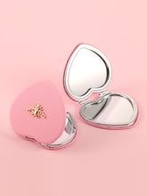 Vintage honeybee PU leather compact mirror with gold-tone bee emblem and double-sided glass