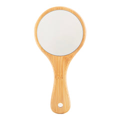 Natural Bamboo Handheld Makeup Mirror 1X Magnification High Reflectivity Portable Cosmetic Hand Vanity Mirror