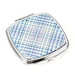 Plaid Double-Sided Compact Mirror, Portable Pocket Makeup Mirror with 1X/2X Glass Mirror, Stylish Checkered Design for Women, Travel, Purse & Daily Touch-Ups