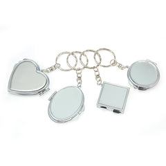 Mini Oval Blank Compact Mirror Keychain Setting Blanks - Multi-Color Electroplated HD Folding Pocket Metal Mirror Frame for DIY Crafts, Sublimation, Resin, Cabochon Jewelry Making