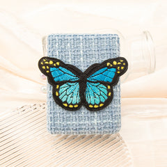 3D Butterfly Rectangle Compact Mirror Tweed Fabric Folding Pocket Mirror Portable Metal Dual Sided Makeup Vanity Mirror
