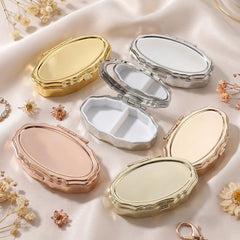 Mini Scalloped Oval Blank Pill Box Blanks Bulk - 2-Compartment Wavy Oval Metal Pill Organizer Setting for DIY Epoxy Resin, Rhinestones, Sublimation & Custom Logo Engraving) 💊🪞✨