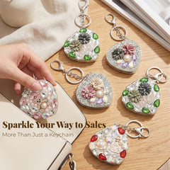 Heart-Shaped Bling Rhinestone Compact Makeup Mirror Double-Sided Portable Pocket Mirror, Eco-Friendly Material, 95% Reflectivity, Stylish Gift for Women & Girls (2.5x2.4 inch)