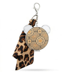 Bear Shape Keychain Compact Mirror with PU Leather Ribbon, Double-Sided HD Makeup Mirror with 95% Reflectivity, Portable Pocket Mirror for Women & Girls, Cute Travel Accessory with Stickers