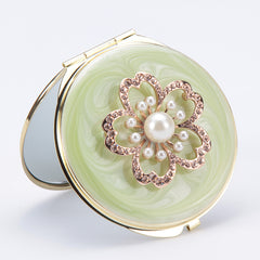 Cute Floral Compact Mirror with Stickers, Double-Sided Makeup Mirror for Women & Girls, Portable Pocket Mirror for Travel, Purse & Daily Use, 95% HD Reflection, Elegant Gift