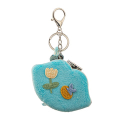 Lip-Shaped Plush Compact Mirror with Keychain - Cute 3D Fabric Flower & Fruit Decoration Folding Travel Mirror - Soft Fluffy Purse Charm Vanity Mirror for Women, Girls, Kids & Students 💋🌸
