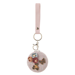 Cute Hello Kitty Tweed Compact Mirror, Portable Keychain Makeup Mirror with 95% High Reflectivity, Double-Sided Folding Pocket Mirror for Purse/Travel, Gift for Women & Girls