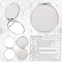 Round Blank Compact Mirror Setting Blanks - Multi-Color Electroplated HD Double-Sided Folding Pocket Metal Mirror Frame for DIY Crafts, Sublimation, Resin, Cabochon Jewelry Making (Silver, Gold, Light Gold, Rose Gold) πΈβ¨