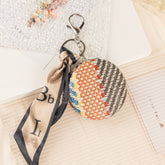 Boho Fabric-Wrapped Compact Mirror with Silk Scarf Keychain – Portable Dual-Sided Folding Travel Mirror – High-Definition Bag Charm Makeup Mirror for Women & Girls, Perfect for Handbags, Backpacks & Keys 🌸✨