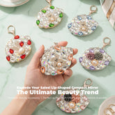 Bling Lip-Shaped Compact Mirror with Rhinestones, Double-Sided Folding Makeup Mirror, Portable Keychain Mirror for Purse Travel, Gift for Women Girls