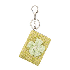 Fabric Rectangular Compact Mirror Keychain - Cute 3D Bow & Cat Patch Double-Sided Folding Travel Mirror - Soft Pocket Bag Charm Vanity Mirror for Women & Girls 🐱🎀