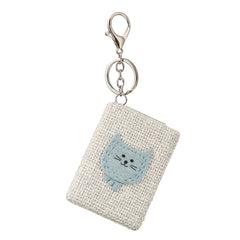 Fabric Rectangular Compact Mirror Keychain - Cute 3D Bow & Cat Patch Double-Sided Folding Travel Mirror - Soft Pocket Bag Charm Vanity Mirror for Women & Girls 🐱🎀