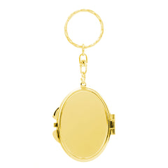 Mini Oval Blank Compact Mirror Keychain Setting Blanks - Multi-Color Electroplated HD Folding Pocket Metal Mirror Frame for DIY Crafts, Sublimation, Resin, Cabochon Jewelry Making