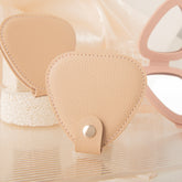 Triangle PU Leather Compact Mirror for Women & Girls, Double-Sided Folding Makeup Mirror with Snap Closure, Portable Travel Purse Mirror for Daily Touch-Ups, Eco-Friendly Pocket Cosmetic Mirror
