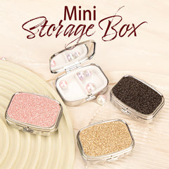 Rectangular Metal Pillbox With Colorful Powder Decoration And Built-In Mirror