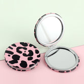 1 PC Round PU Leather Makeup Mirror Pink Leopard Print Compact Portable Design Ideal For Precision Makeup Perfect Gift For Mother Daughter Sister Girlfriend Suitable For Home Office Travel And More