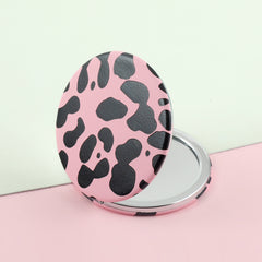 1 PC Round PU Leather Makeup Mirror Pink Leopard Print Compact Portable Design Ideal For Precision Makeup Perfect Gift For Mother Daughter Sister Girlfriend Suitable For Home Office Travel And More