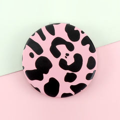 1 PC Round PU Leather Makeup Mirror Pink Leopard Print Compact Portable Design Ideal For Precision Makeup Perfect Gift For Mother Daughter Sister Girlfriend Suitable For Home Office Travel And More