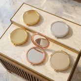 Round Recessed Blank Compact Mirror Blanks Bulk - Single Bezel Metal Folding Pocket Mirror Setting for DIY Epoxy Resin, Rhinestones, Sublimation & Custom Logo Engraving (Silver, Gold, Light Gold, Rose Gold, Antique Bronze) 🪞✨