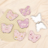 Butterfly Shaped Compact Makeup Mirror 1X 2X Magnification Portable Folding PU Leather Metal Pocket Vanity Mirror