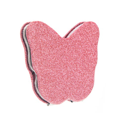 Pink Glitter Butterfly Compact Mirror, Cute Double-Sided Folding Makeup Mirror with 95% High Reflectivity, Portable Pocket Mirror for Purse/Travel, Gift for Women & Girls