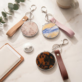 Round Compact Mirror with Keychain & Wrist Strap, Double-Sided Folding Makeup Mirror, Eco-Friendly Acrylic Pattern Design, 95% High-Definition Reflection Glass Mirror, Portable Purse Mirror for Women, Travel, Work & Daily Touch-Ups