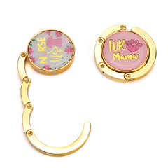 Epoxy Resin Graphic Printed Folding Purse Hook for Table - Cute Gold Electroplated Metal Handbag Hanger Desk Holder - Portable Swivel Bag Hanger Accessory for Women, Dining & Travel πΈπΎβ¨