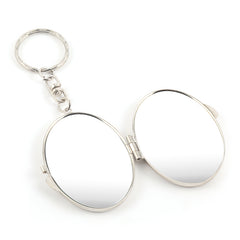 Mini Oval Blank Compact Mirror Keychain Setting Blanks - Multi-Color Electroplated HD Folding Pocket Metal Mirror Frame for DIY Crafts, Sublimation, Resin, Cabochon Jewelry Making