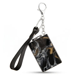 Rectangle Acetate & Acrylic Compact Mirror Keychain with Leather Strap, Double-Sided Folding Makeup Mirror with 95% High Reflectivity Lens, Portable Purse Mirror for Women & Girls