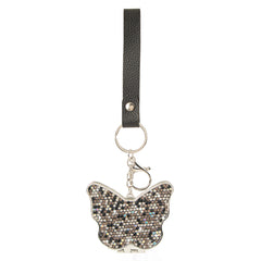 Butterfly Rhinestone Compact Mirror Keychain, Double Sided Pocket Makeup Mirror with Wrist Strap, Portable Travel Mirror for Women Girls, Purse & Gift Use