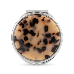 Acetate Round Compact Mirror - Elegant Tortoiseshell & Marble Pattern Double-Sided Travel Mirror with Metal Frame - Premium Pocket Mirror with 95% HD Reflectivity for Purses, Handbags & Women on the Go 🐚✨