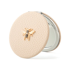 Bee Embellished Leather Compact Mirror, 60mm Round Double-Sided Makeup Mirror with 95% High Reflectivity, Portable Pocket Mirror for Purse/Travel, Gift for Women & Girls