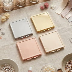 Square DIY Compact Mirror Blank, Double-Sided Glass Mirror with Smooth Metal Case, Customizable Craft Mirror for Vinyl, UV DTF Stickers, Resin Art & Personalized Gifts for Women, Crafters & Small Businesses