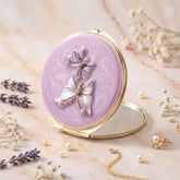 Epoxy Resin Rhinestone Butterfly Compact Mirror - Luxury Round Gold Metal Double-Sided Folding Pocket Vanity Mirror with HD Magnifying Glass for Purse, Travel & Gifts 🦋✨