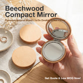 Beech Wood Compact Mirror, Portable Pocket Makeup Mirror, Acacia Wooden, Bamboo Wooden, Eco-Friendly Natural Wooden Folding Mirror for Women, Travel, Daily Use, Gift