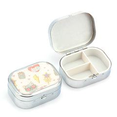 Cute Cartoon Pill Box Organizer - 3-Compartment Portable Travel Medication Case - Eco-Friendly Pocket Medicine & Vitamin Planner for Women, Girls, Kids & Students 🐱🌈