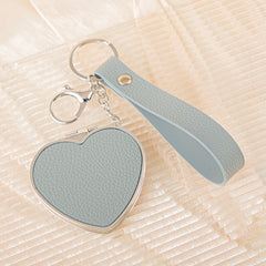 Heart-Shaped Compact Mirror Keychain - Cute Sweet Heart Double-Sided Folding Travel Mirror with Plastic Frame - Pocket Purse Charm Vanity Mirror with Wrist Lanyard for Women, Girls & Students 💖✨