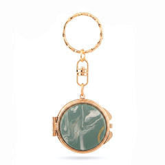 Round Compact Mirror Keychain with Acetate Acrylic Design, Double-Sided Folding Makeup Mi Keychain with Acetate Acrylic Design, Double-Sided Folding Makeup Mirror with Metal Frame & Glass Mirror, Portable Purse Mirror for Women Girls Travel Daily Use