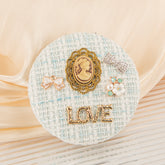 Cute Tweed Compact Mirror, Portable Keychain Makeup Mirror with 95% High Reflectivity, Double-Sided Folding Pocket Mirror for Purse/Travel, Gift for Women & Girls