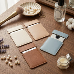 Rectangular Unbreakable Stainless Steel Pocket Mirror with PU Leather Sleeve - Fine Stitched Credit Card Sized Portable Travel Vanity Mirror for Wallet, Purse, Makeup & Gifts 🪞💳✨