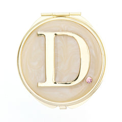 Personalized Epoxy Rhinestone Compact Mirror, Double-Sided HD Makeup Mirror with Custom Letter Design, Portable Pocket Mirror for Women & Girls, Cute Travel Mirror with Stickers